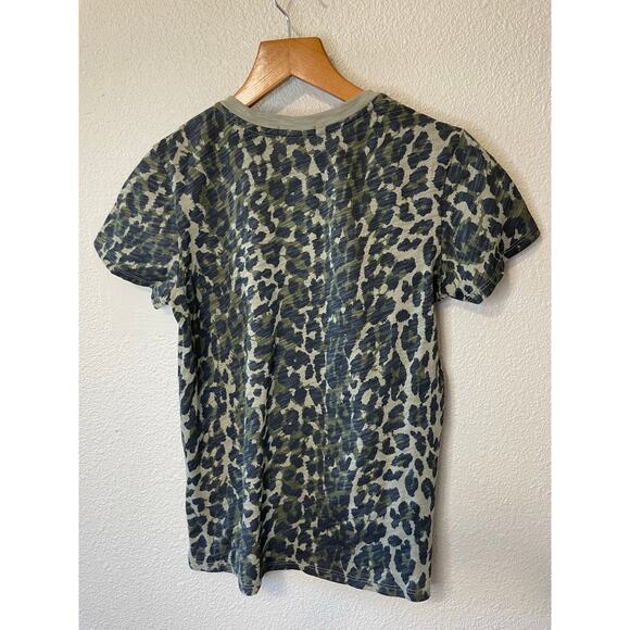 ATM Army Camo & Cheetah Print Short Sleeve Cotton Crew Neck Tee Size XS Y2K - Picture 5 of 8